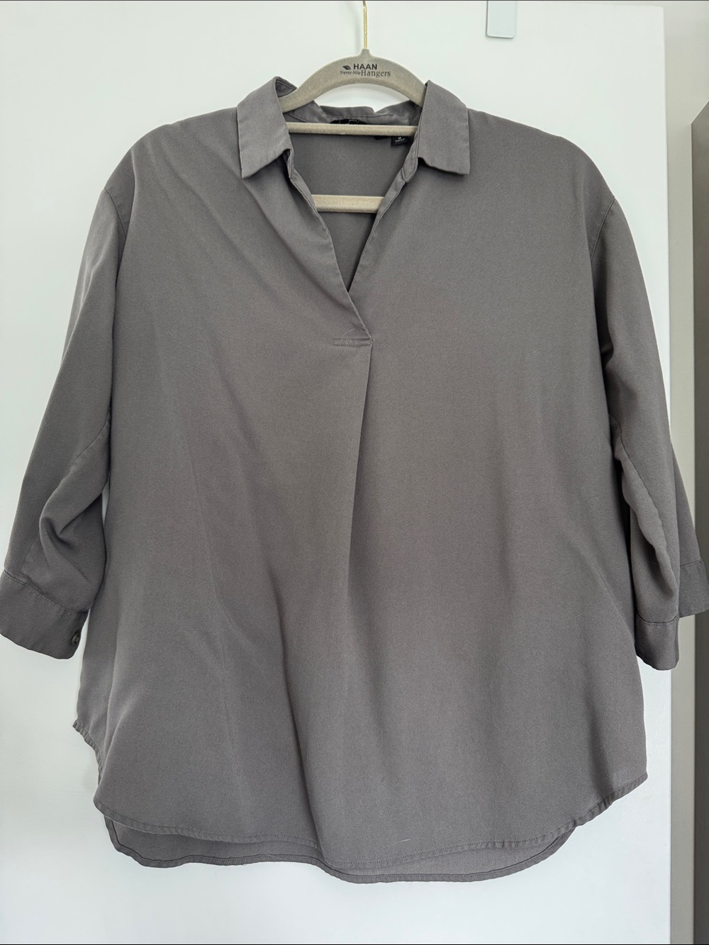 Uniqlo Grey V-Neck Collared Tunic Top